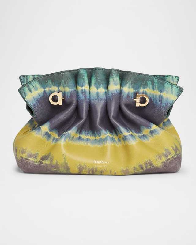 Piercing Tie-Dye Printed Leather Shoulder Bag